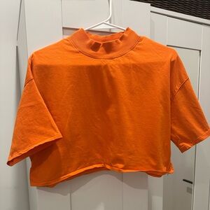 ASOS DESIGN super crop high neck tee in orange